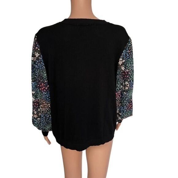 89th + Madison Floral Sleeve Sweater Black Combo size XL. - Picture 3 of 8